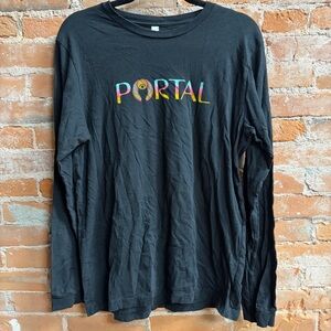 Black Long Sleeve Shirt Portal Men’s Large Psychedelic Trippy Rave Legalize
